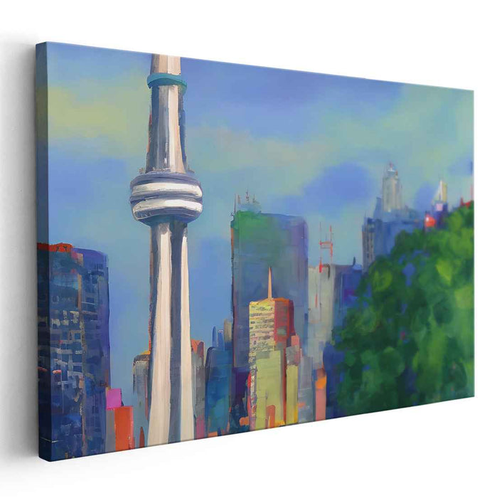 Cityscape Chic: Modern Impressionist Cityscape with Iconic Tower