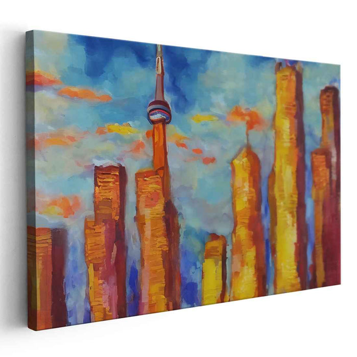 Skyward Aspirations: Toronto Skyline in Vivid Hues Canvas Art
