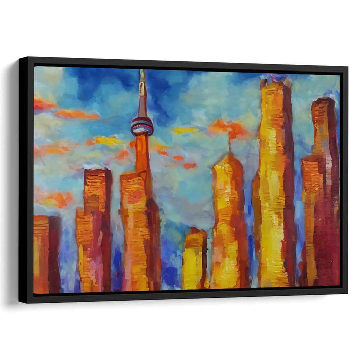 Skyward Aspirations: Toronto Skyline in Vivid Hues Canvas Art