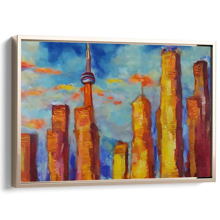 Skyward Aspirations: Toronto Skyline in Vivid Hues Canvas Art
