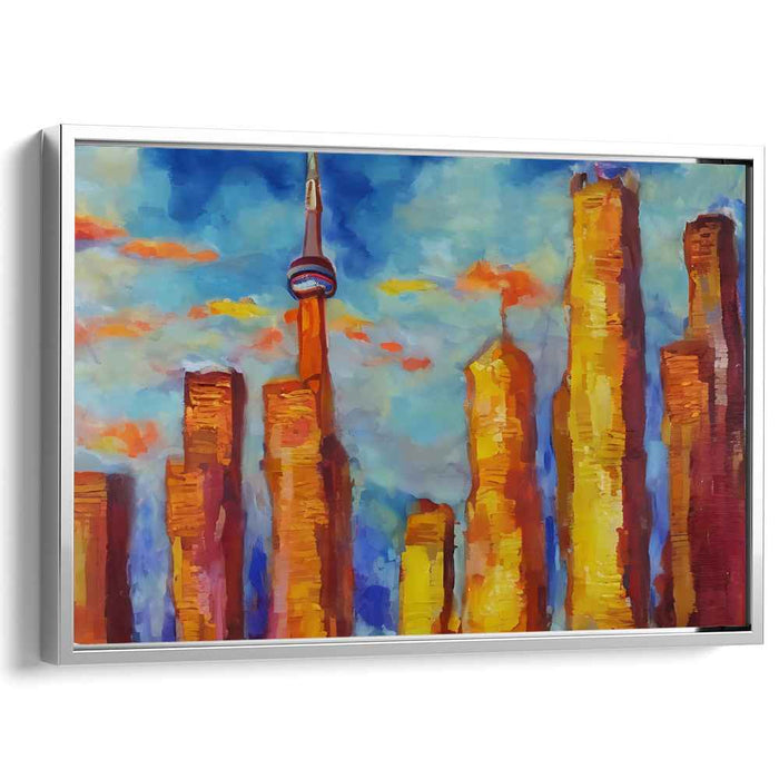 Skyward Aspirations: Toronto Skyline in Vivid Hues Canvas Art