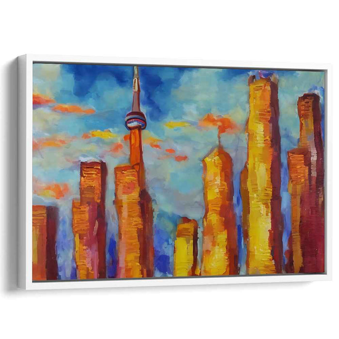 Skyward Aspirations: Toronto Skyline in Vivid Hues Canvas Art