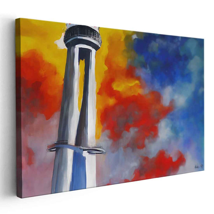 Ethereal Heights Abstract: Vivid Abstract Tower Canvas Art Print