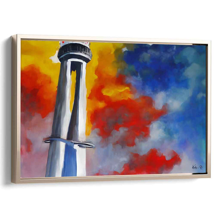 Ethereal Heights Abstract: Vivid Abstract Tower Canvas Art Print