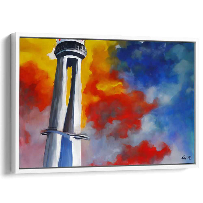 Ethereal Heights Abstract: Vivid Abstract Tower Canvas Art Print