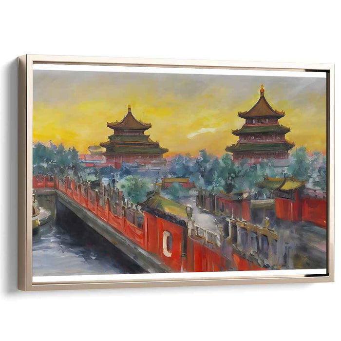 Lost in Time Glow: Sunset Over Ancient Chinese Temples Canvas Art Print