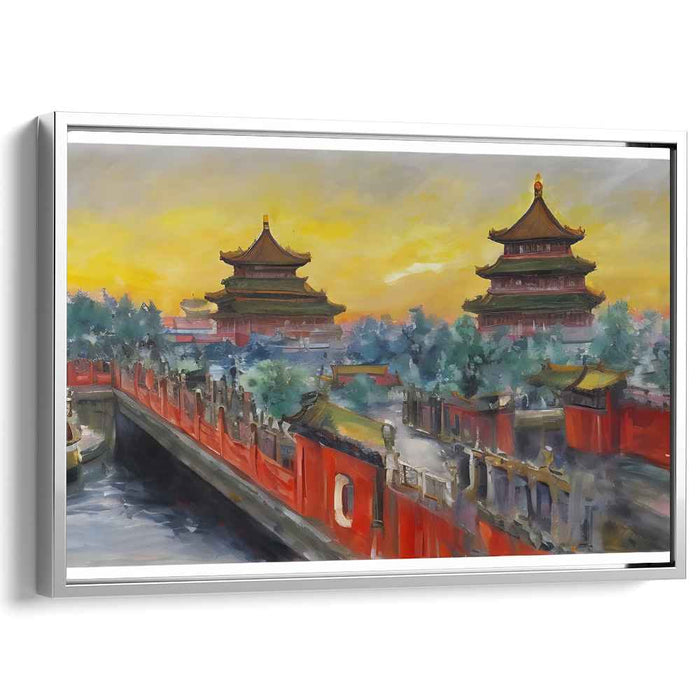 Lost in Time Glow: Sunset Over Ancient Chinese Temples Canvas Art Print