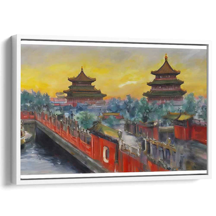 Lost in Time Glow: Sunset Over Ancient Chinese Temples Canvas Art Print