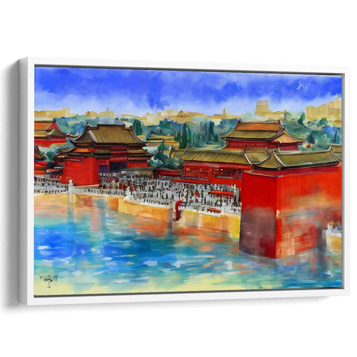 Ink Lotus Serenity: Traditional Chinese Architectural Watercolor Painting