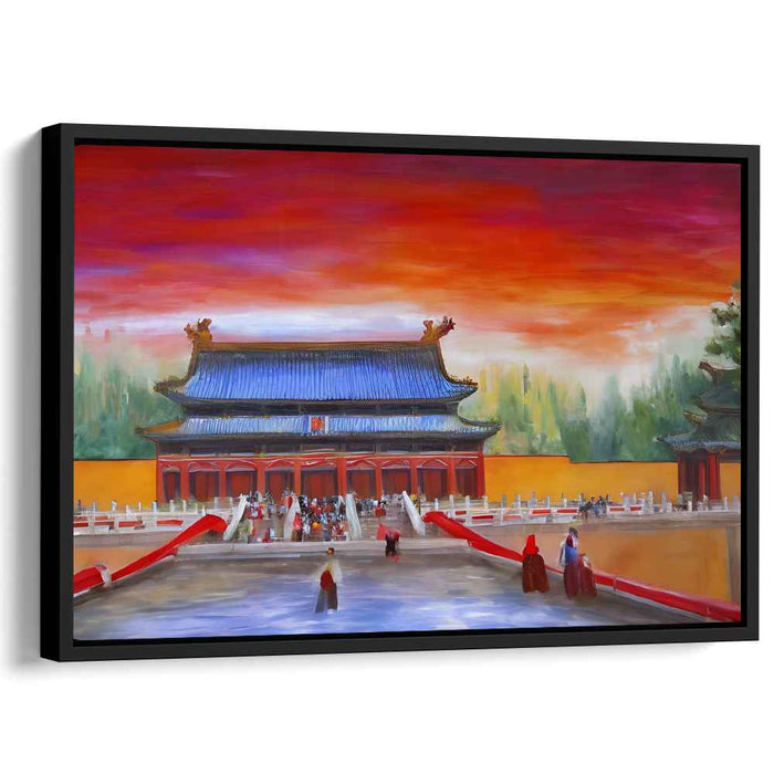 Majestic Sunset Over Ancient Chinese Palace: A Vibrant Cultural Canvas Art Print