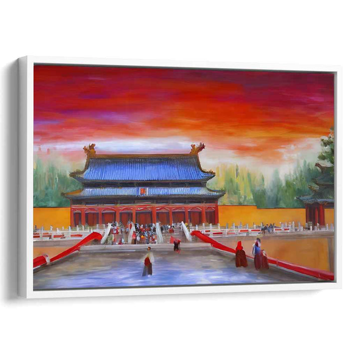 Majestic Sunset Over Ancient Chinese Palace: A Vibrant Cultural Canvas Art Print