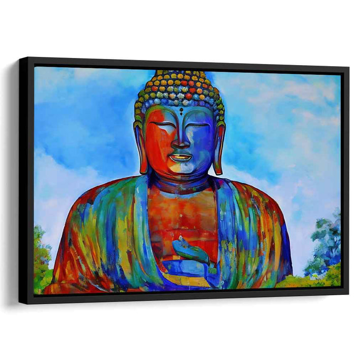 Zen Spectrum Canvas Serenity: Multicolored Buddha Meditation Canvas Art Print