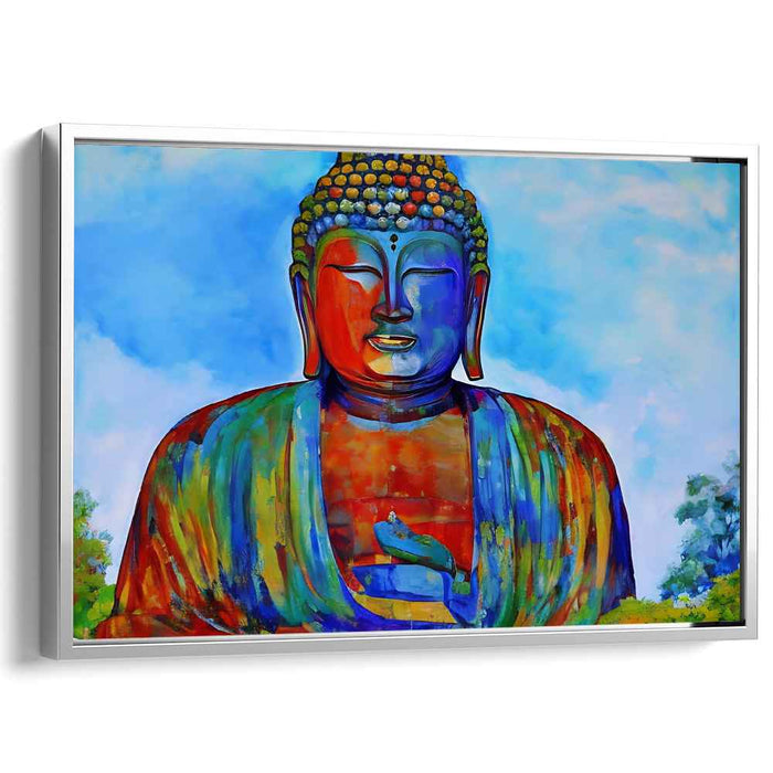 Zen Spectrum Canvas Serenity: Multicolored Buddha Meditation Canvas Art Print