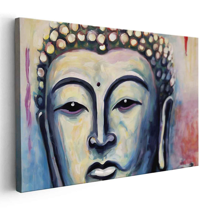 Zen Brush Strokes: Modern Impressionist Buddha Canvas Art Print