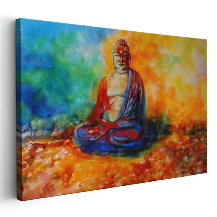 Zen Watercolor Serenity: Meditative Buddha Watercolor Canvas Art Print