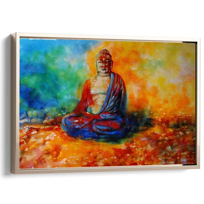 Zen Watercolor Serenity: Meditative Buddha Watercolor Canvas Art Print