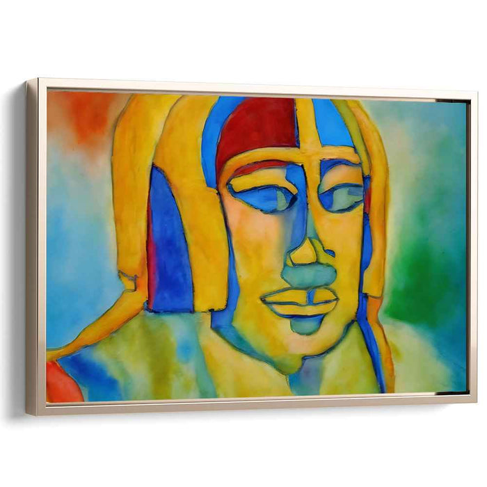 Vibrant Pharaoh: Abstract Cubist Egyptian Portrait Canvas Art
