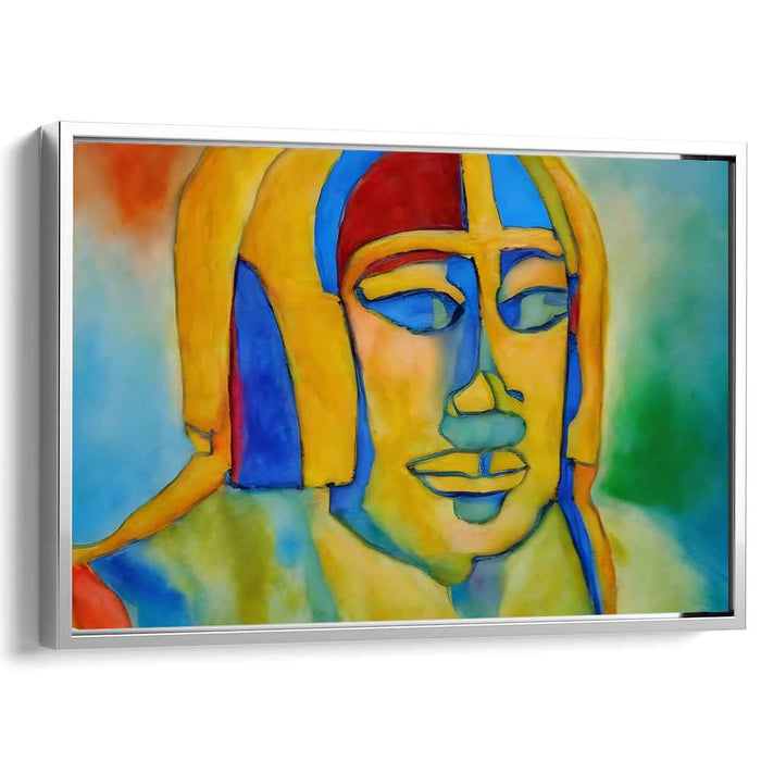 Vibrant Pharaoh: Abstract Cubist Egyptian Portrait Canvas Art