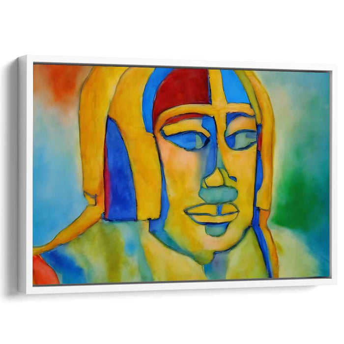 Vibrant Pharaoh: Abstract Cubist Egyptian Portrait Canvas Art