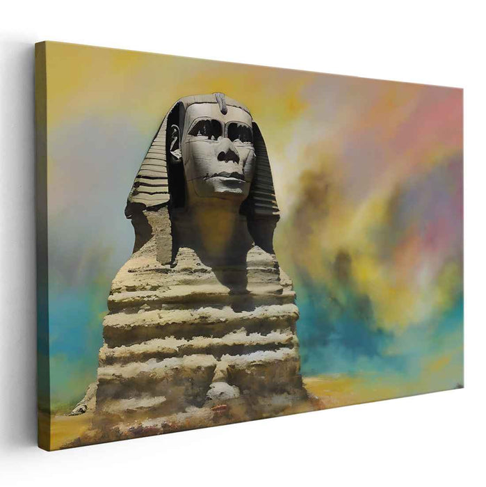 Mystical Guardian: Surreal Sphinx Against a Dreamlike Sky Canvas Art Print