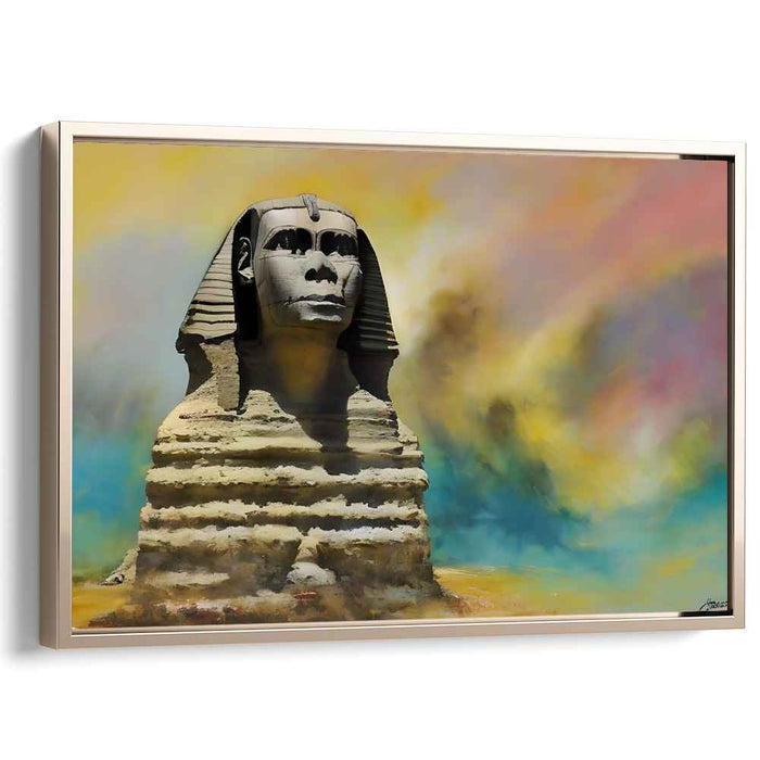 Mystical Guardian: Surreal Sphinx Against a Dreamlike Sky Canvas Art Print