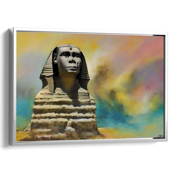 Mystical Guardian: Surreal Sphinx Against a Dreamlike Sky Canvas Art Print