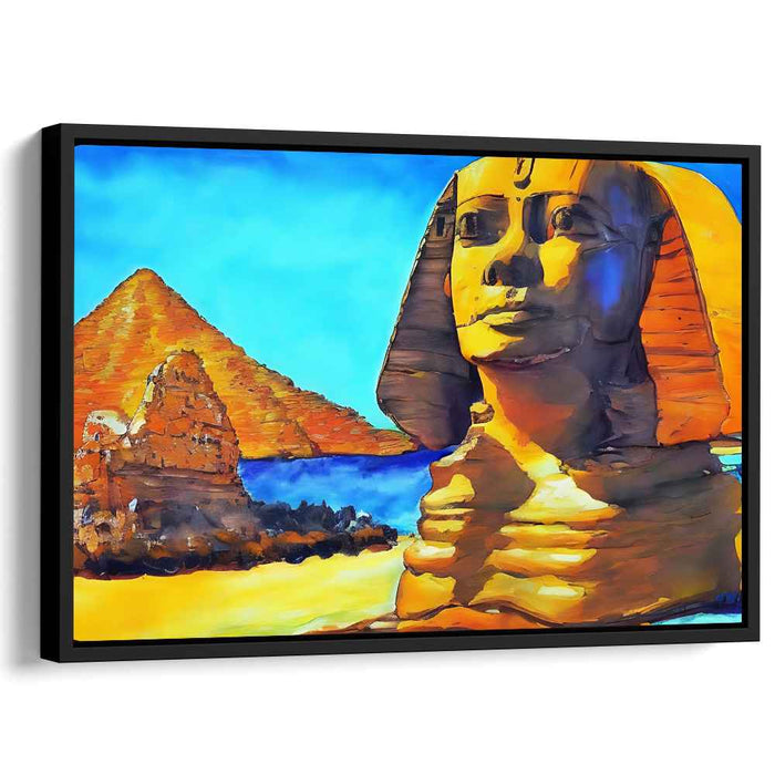 Ethereal Desert Guardians Revival: The Sphinx and Pyramids of Giza Canvas Art Print