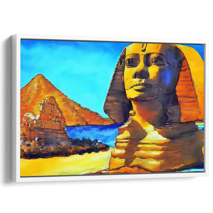 Ethereal Desert Guardians Revival: The Sphinx and Pyramids of Giza Canvas Art Print
