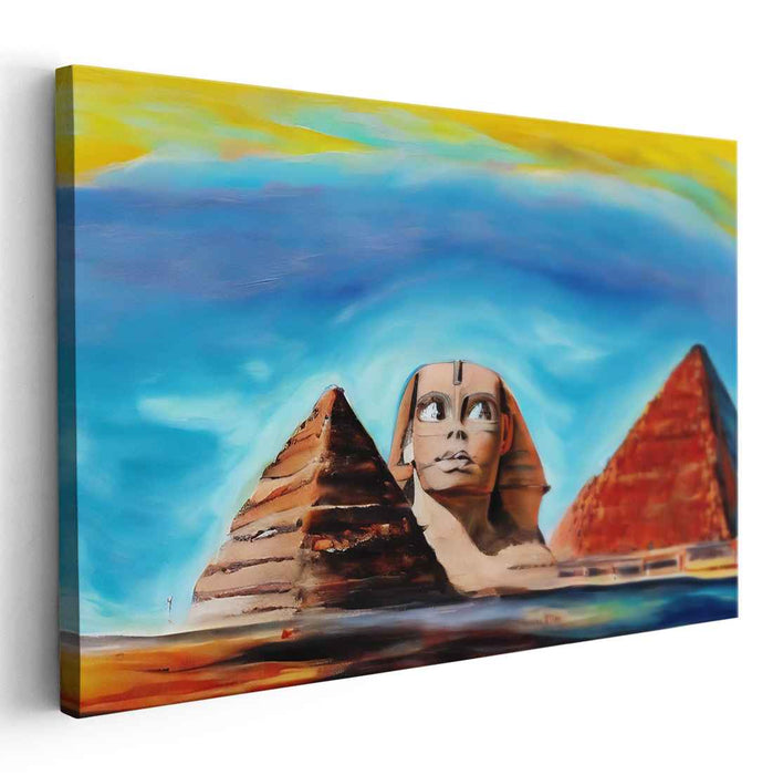 Eternal Secrets Unearthed: The Sphinx and Pyramids Under a Vibrant Sky