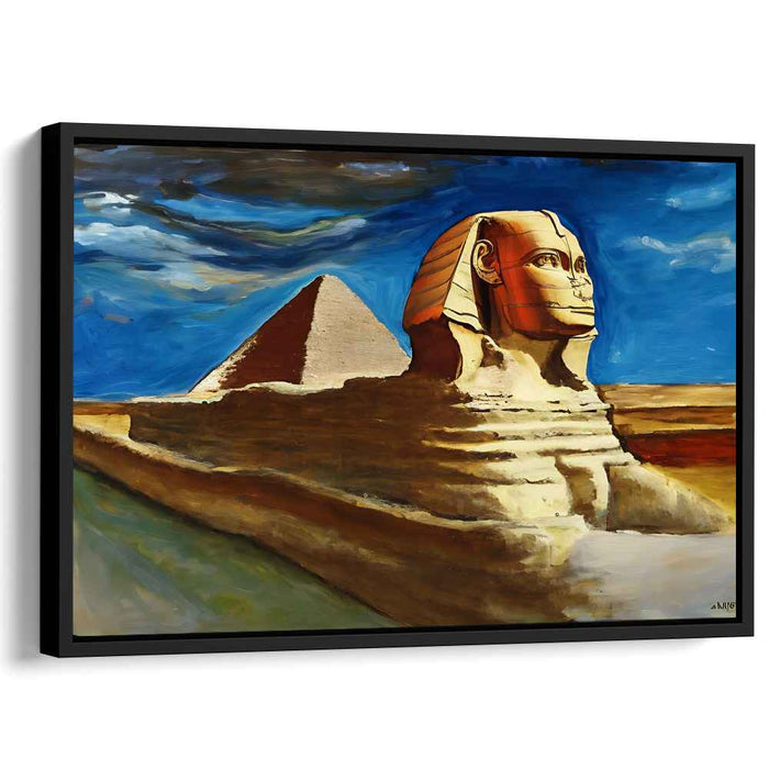 Mystical Sands: The Sphinx and Pyramid at Dawn Canvas Art Print