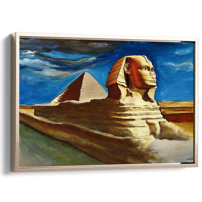 Mystical Sands: The Sphinx and Pyramid at Dawn Canvas Art Print