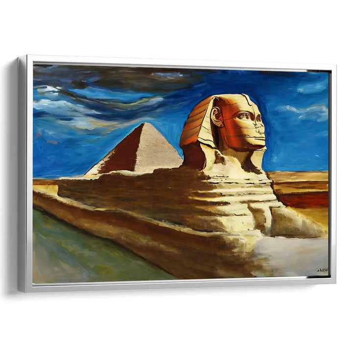 Mystical Sands: The Sphinx and Pyramid at Dawn Canvas Art Print