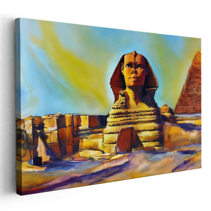 Eternal Guardians Rise: The Sphinx and Pyramids Under a Radiant Sky