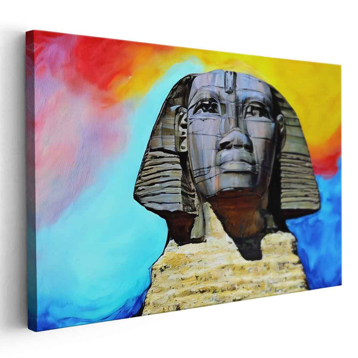 Enigma of Ancient Realms: Surreal and Colorful Interpretation of Ancient Wonders Canvas Art