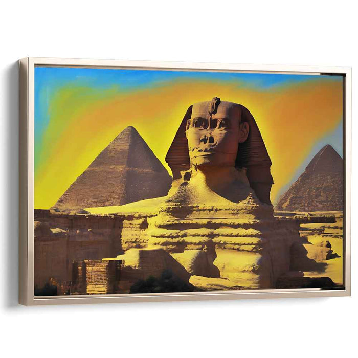 Golden Guardians: The Sphinx and Pyramids at Dawn Canvas Art Print