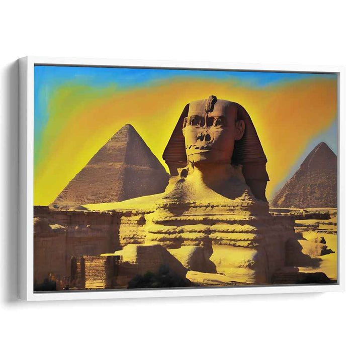 Golden Guardians: The Sphinx and Pyramids at Dawn Canvas Art Print