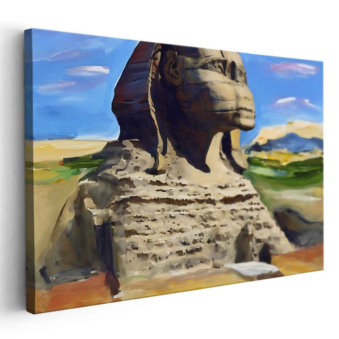 Mystical Guardian Reimagined: Realistic Sphinx of Giza Canvas Art Print