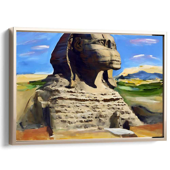 Mystical Guardian Reimagined: Realistic Sphinx of Giza Canvas Art Print