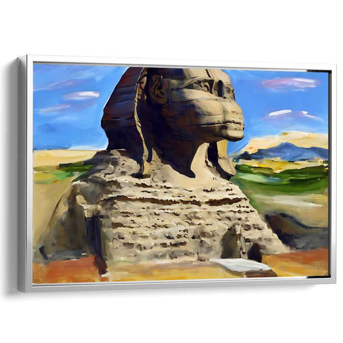 Mystical Guardian Reimagined: Realistic Sphinx of Giza Canvas Art Print
