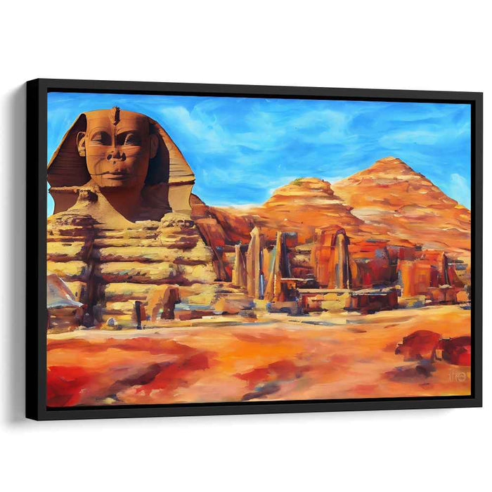 Enigmatic Desert Secrets: Captivating Sphinx and Pyramids Canvas Art Print