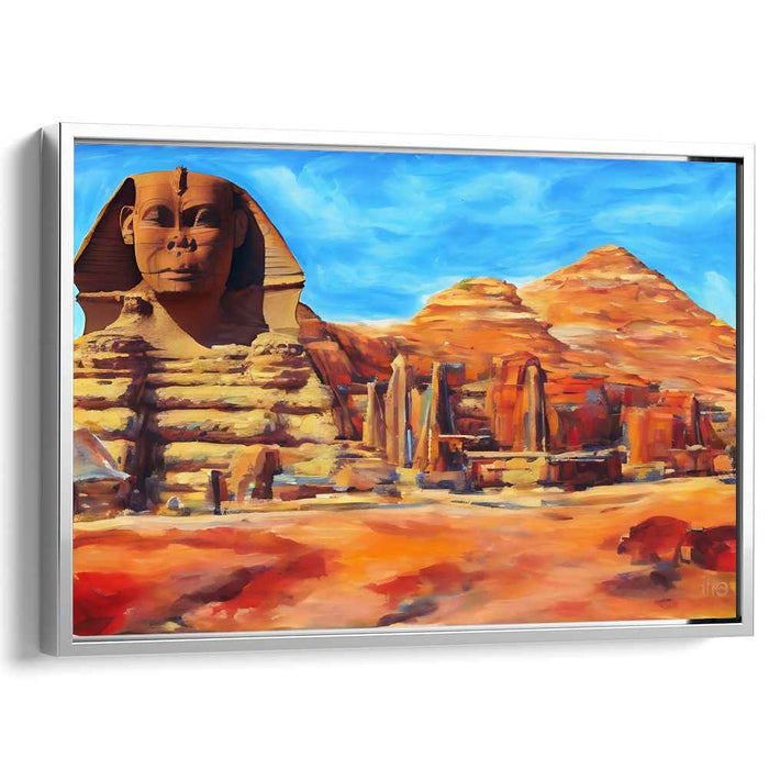 Enigmatic Desert Secrets: Captivating Sphinx and Pyramids Canvas Art Print