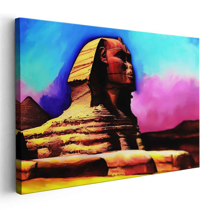 Mystic Sands Whisper Secrets: Vibrant Sphinx of Giza Canvas Art Print