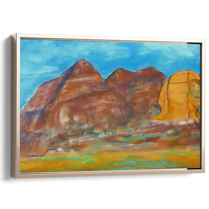 Enigmatic Peak Dreamscape: Surreal Sphinx and Mountain Landscape Canvas Art