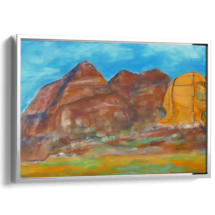 Enigmatic Peak Dreamscape: Surreal Sphinx and Mountain Landscape Canvas Art