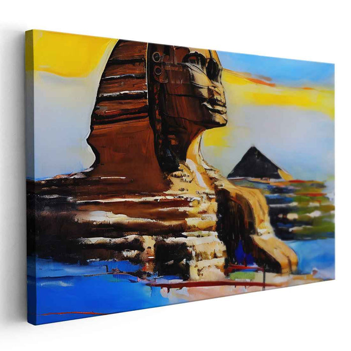 Abstract Sentinel: Modern Expressionist Sphinx Canvas Art Print