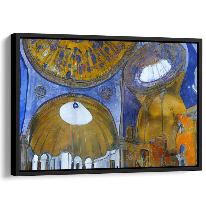 Majestic Byzantine Architecture: Blue and Gold Domes Canvas Art Print