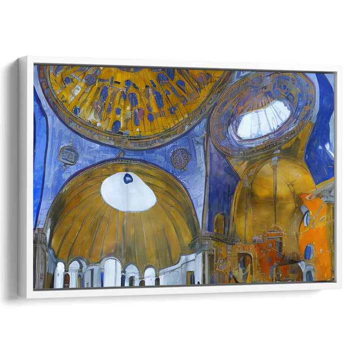 Majestic Byzantine Architecture: Blue and Gold Domes Canvas Art Print