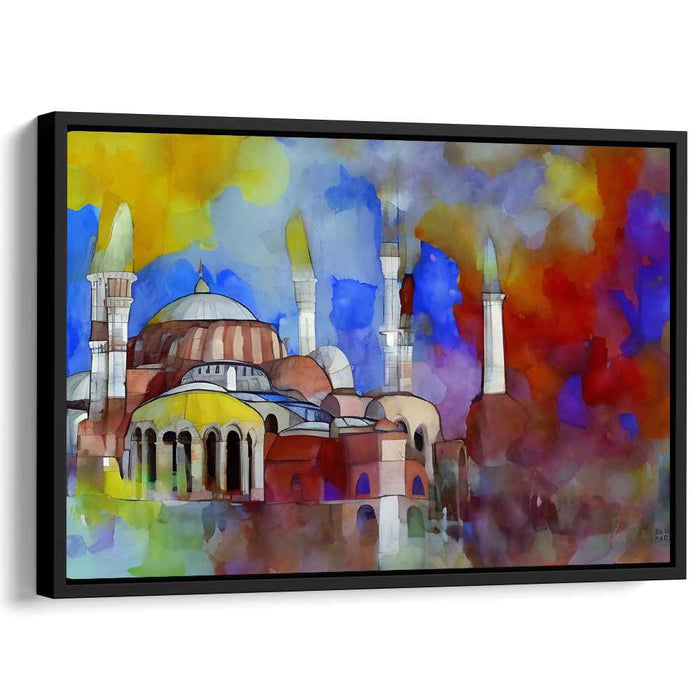 Mystic Echoes Dance Quietly: Watercolor Impressions of Hagia Sophia Canvas Art