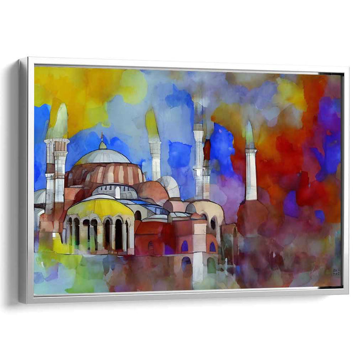 Mystic Echoes Dance Quietly: Watercolor Impressions of Hagia Sophia Canvas Art