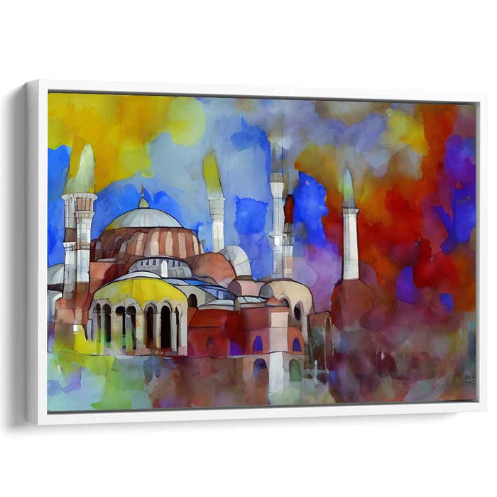 Mystic Echoes Dance Quietly: Watercolor Impressions of Hagia Sophia Canvas Art